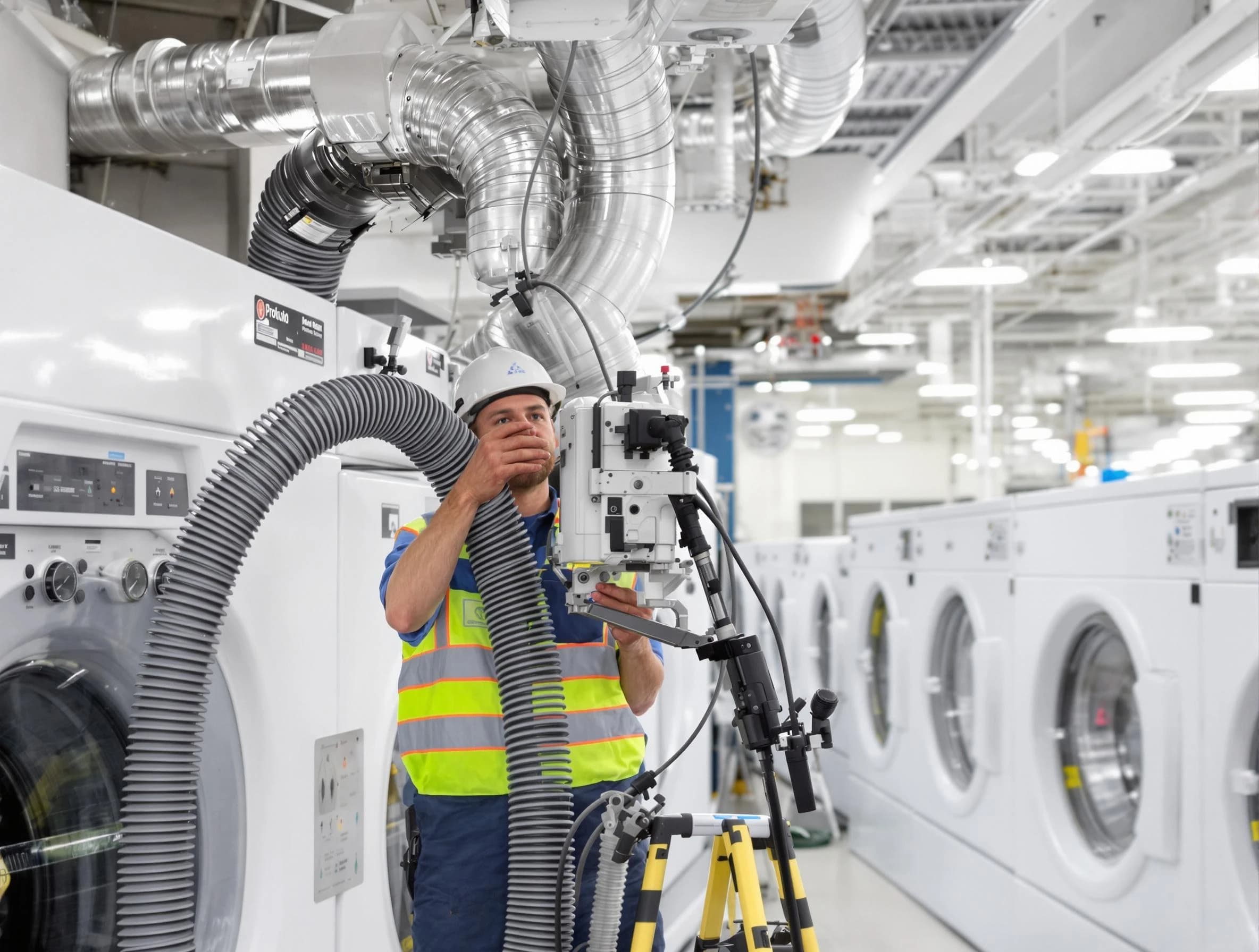 North Ogden Dryer Vent Cleaning team performing commercial-grade dryer vent cleaning at a business facility in North Ogden