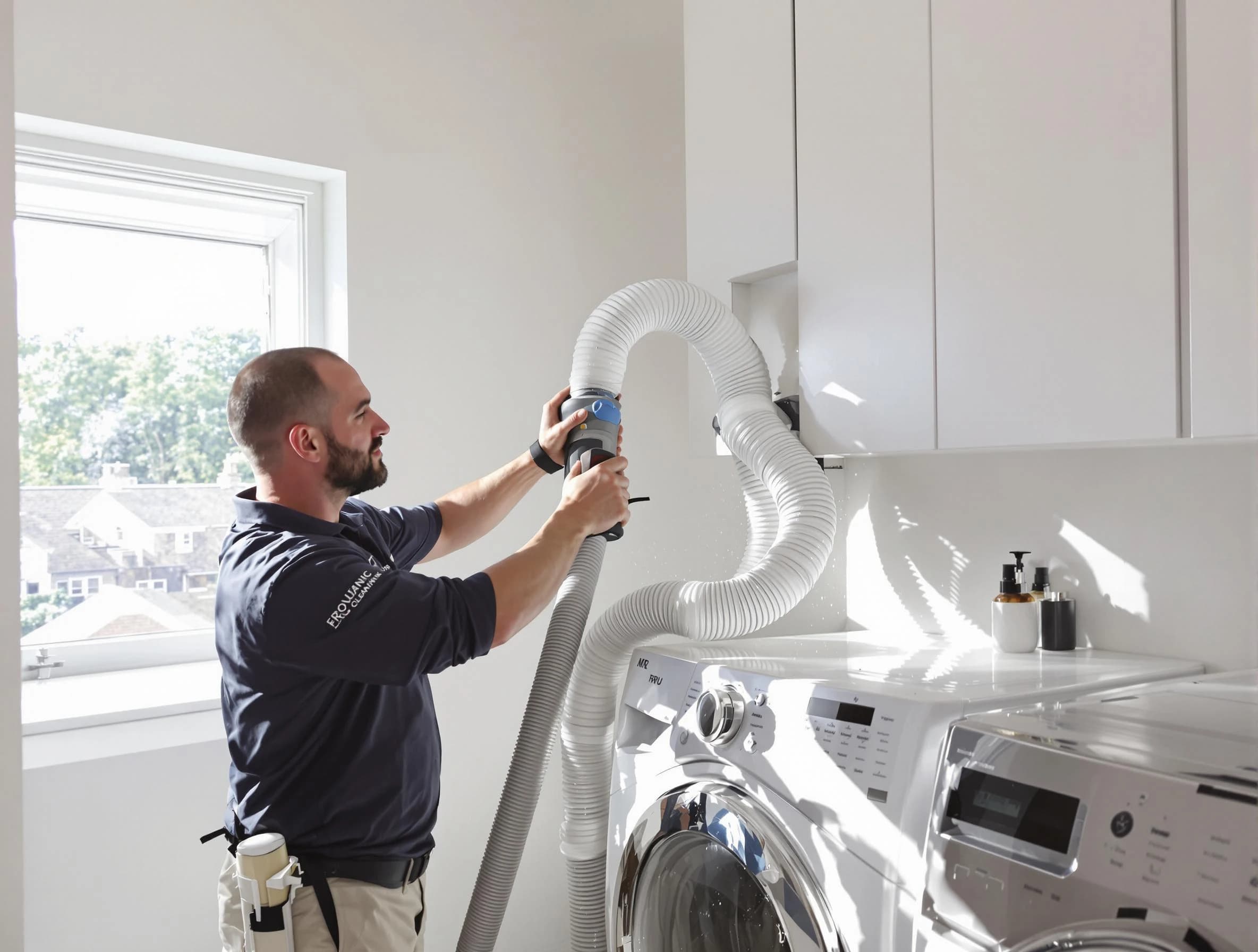 Certified North Ogden Dryer Vent Cleaning technician performing dryer vent cleaning in North Ogden
