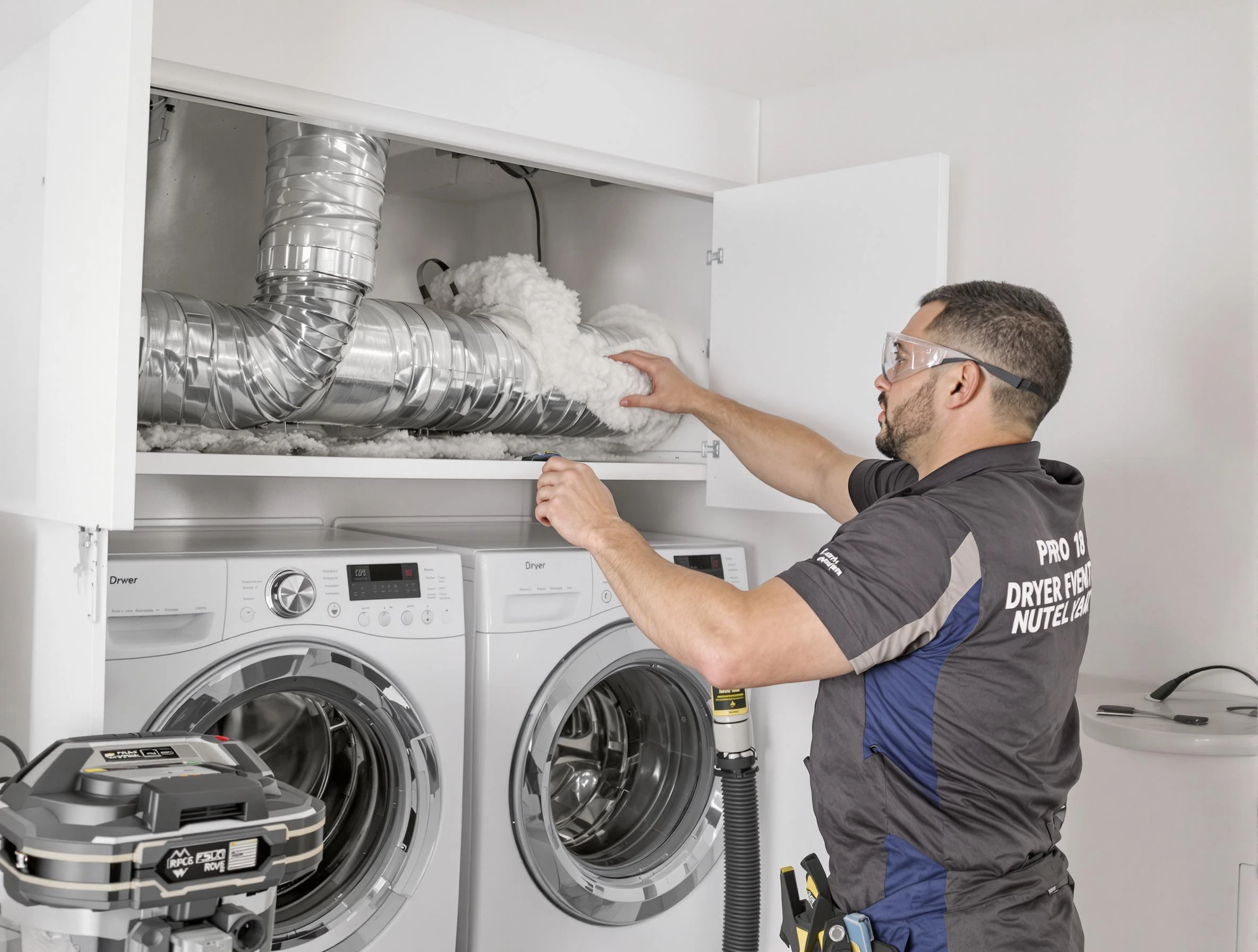 North Ogden Dryer Vent Cleaning certified technician performing specialized gas dryer vent cleaning in North Ogden